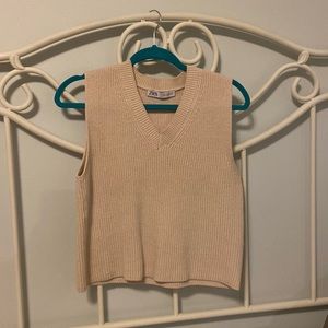 Cream v neck sweater vest